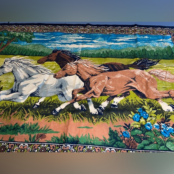 Vintage Other - Vintage Horse Tapestry Wall Hanging